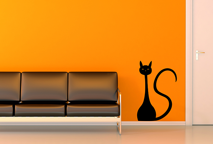 Samolepky na zeď - Sedící kočka